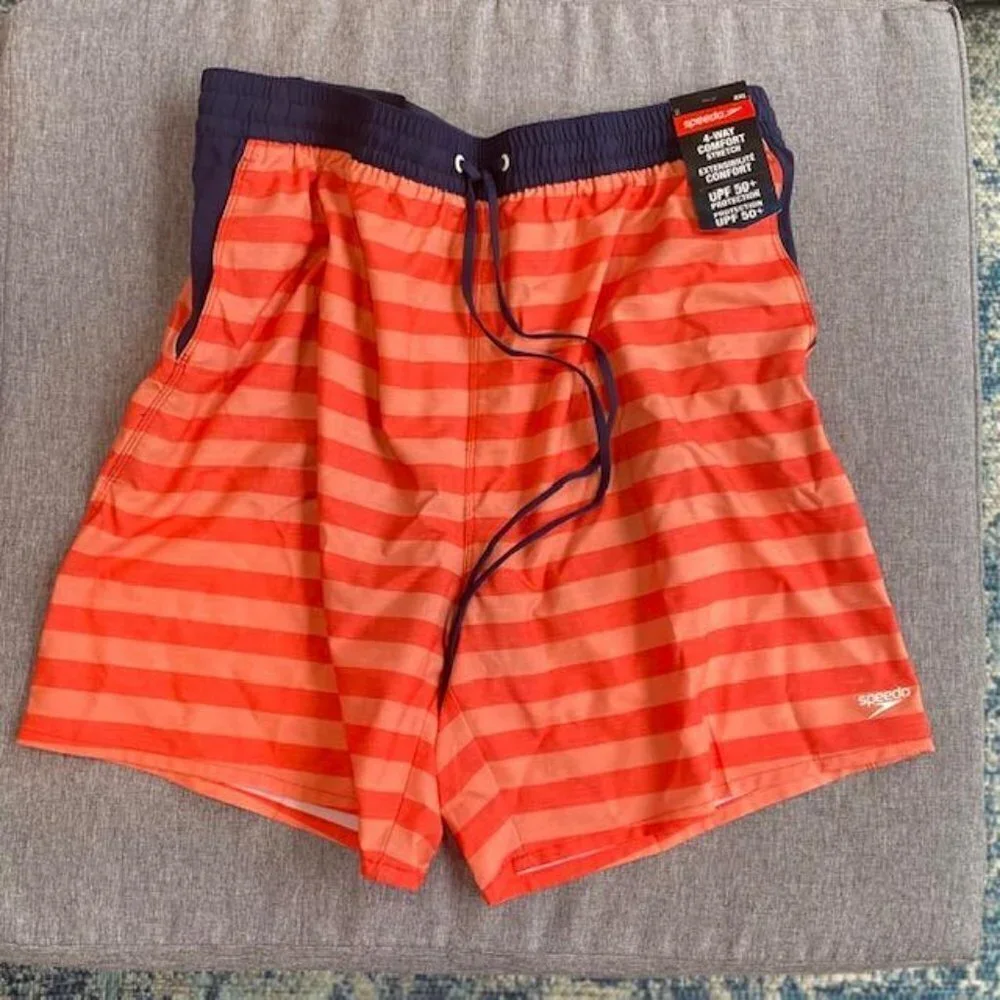 Speedo Men's Swim Trunk Mid Length Redondo Printed, Hot Coral, XXL